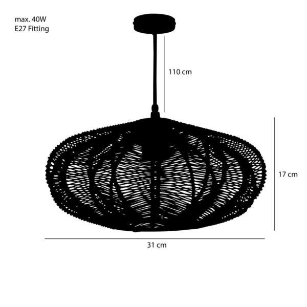 Kanti Hanglamp - H17xØ31cm - Zwart