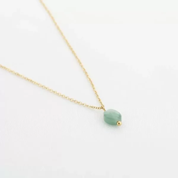 Ketting Goud Groene parel