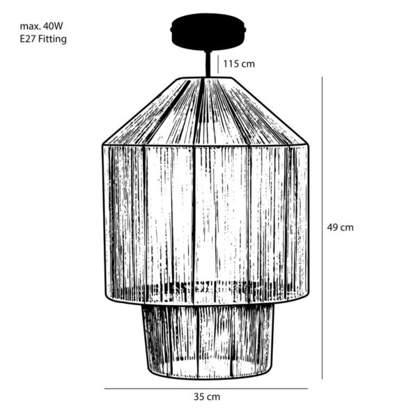 Elsa Hanglamp - H49xØ35cm - Lichtbruin