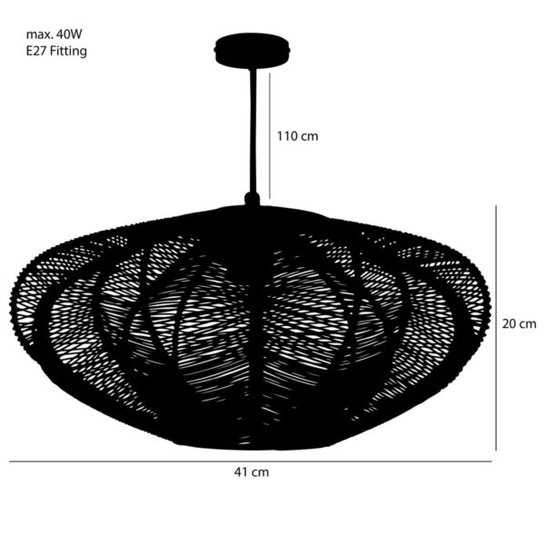 Kanti Hanglamp - H20xØ41cm - Zwart