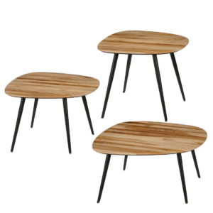 Jailey Bijzettafel - Set van 3 - L62xB52xH34cm - Bruin