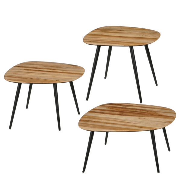 Jailey Bijzettafel - Set van 3 - L62xB52xH34cm - Bruin