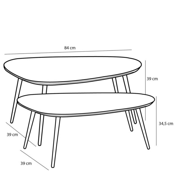 Jailey Bijzettafel - Set van 2 - L84xB39xH39cm - Bruin