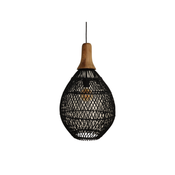 Hanglamp Rotan - 34x34x58 - Zwart/Natural