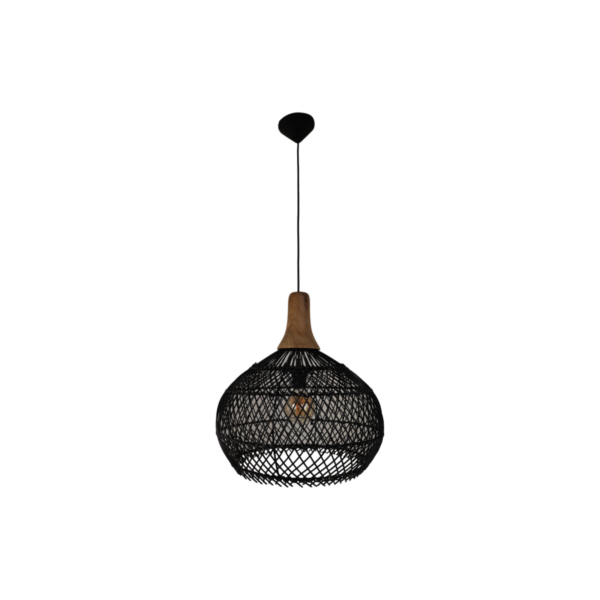 Hanglamp Rotan - 43x43x46 - Zwart/Natural