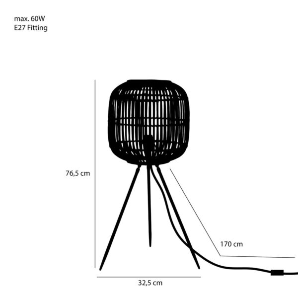 Figo Vloerlamp - H77xØ33cm - Bamboe - Bruin