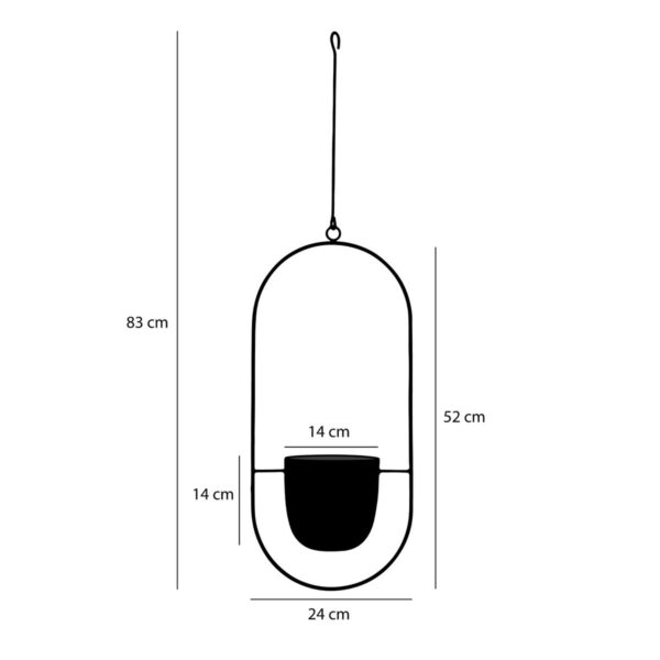 Dexter Bloempot Hangend - L24xB14xH83cm - Zwart