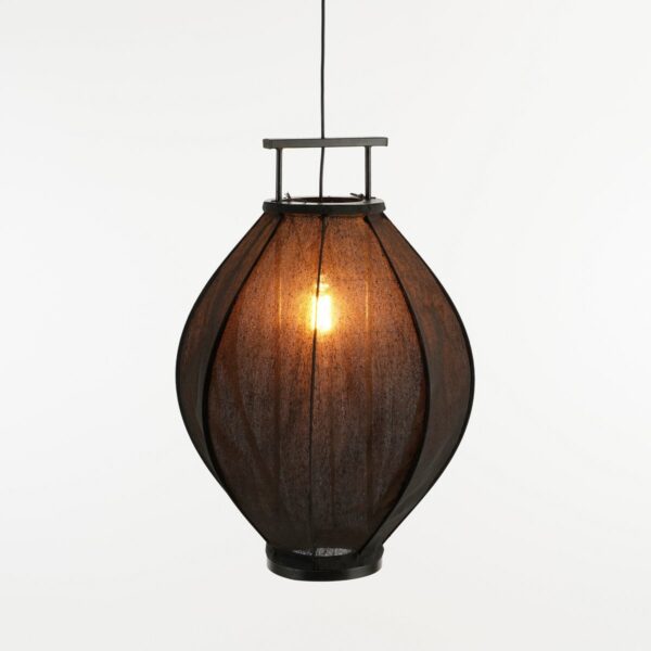 Pego Hanglamp - H73xØ54cm - Linnen - Zwart