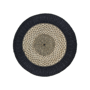 Vloerkleed - ø120cm - raffia/zeegras - naturel/zwart