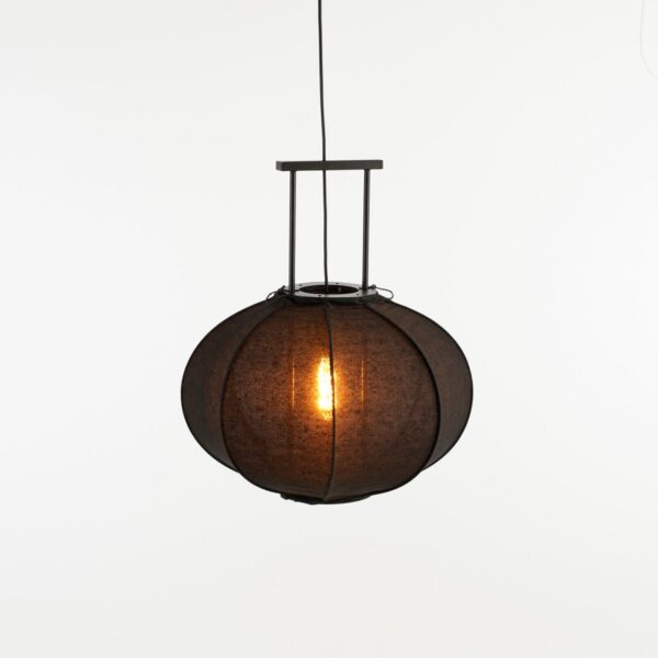 Pego Hanglamp - H55xØ50cm - Linnen - Zwart