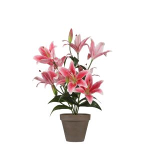 Tijgerlelie Kunstplant in Bloempot Stan - H47xØ45cm - Fuchsia