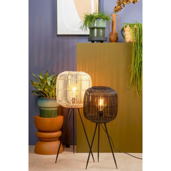 Figo Vloerlamp - H77xØ33cm - Bamboe - Zwart