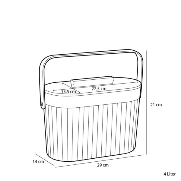 Manja Afvalemmer - 4 Liter - Bamboe - Lichtgrijs