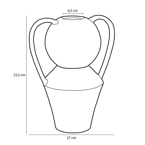 Stratt Vaas - L27xB18xH34cm - Keramiek - Geel - Wit