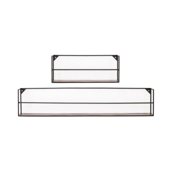 Wandplanken - Zwart - Metaal - 40x14x16/80x14x16cm - Set 2