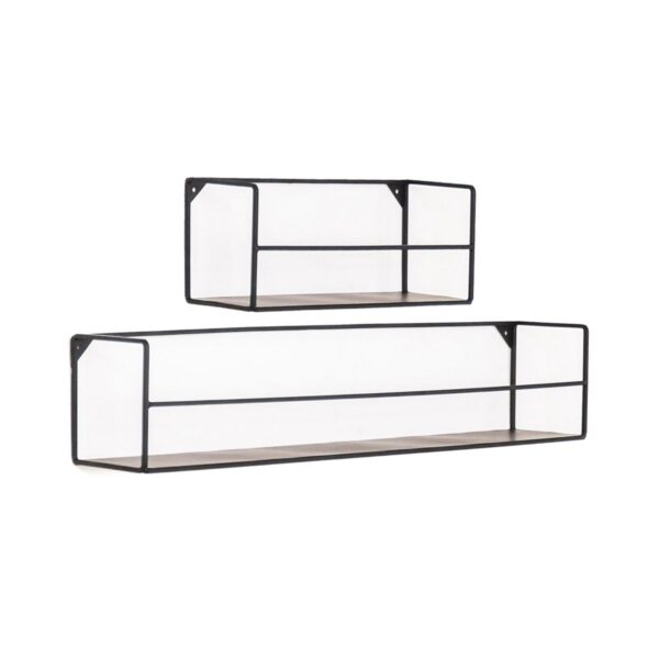 Wandplanken - Zwart - Metaal - 40x14x16/80x14x16cm - Set 2