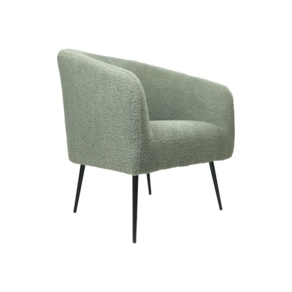 Fauteuil - 77x68x83 - Grijs/Zwart - Teddy/Bouclé/metaal