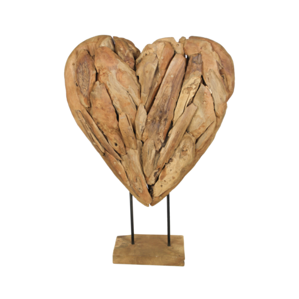 Houten Hart Sculptuur groot - teak