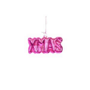 Ornament Kersthanger XMAS - Roze - Glas - 4x3x7cm