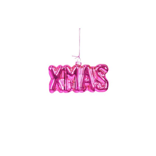 Ornament Kersthanger XMAS - Roze - Glas - 4x3x7cm