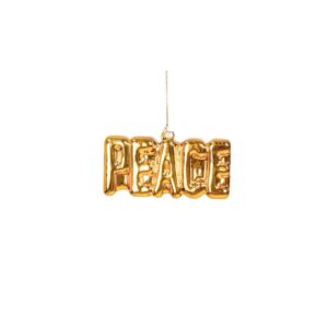 Ornament Kersthanger PEACE - Goud - Glas - 14x3x7cm