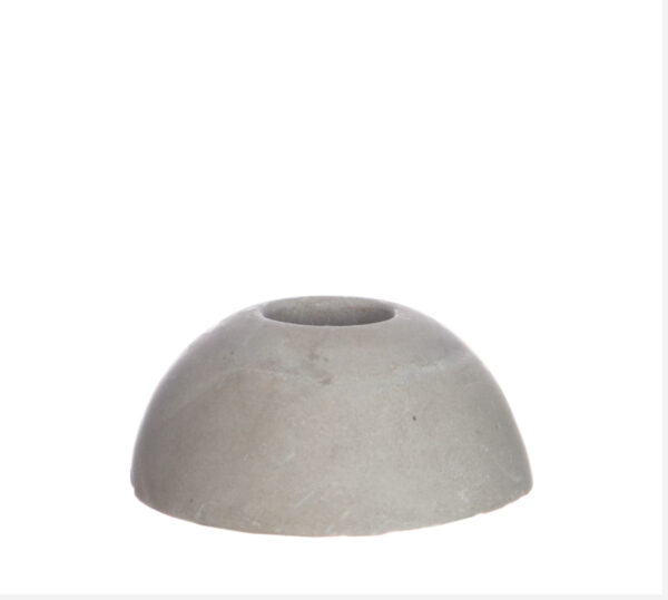 Betonlook kandelaar - in grijs, halve bolvorm, 7 cm breed