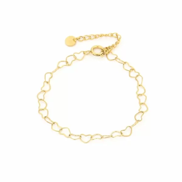 Hartjes schakel armband goud