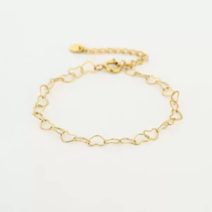 Hartjes schakel armband goud