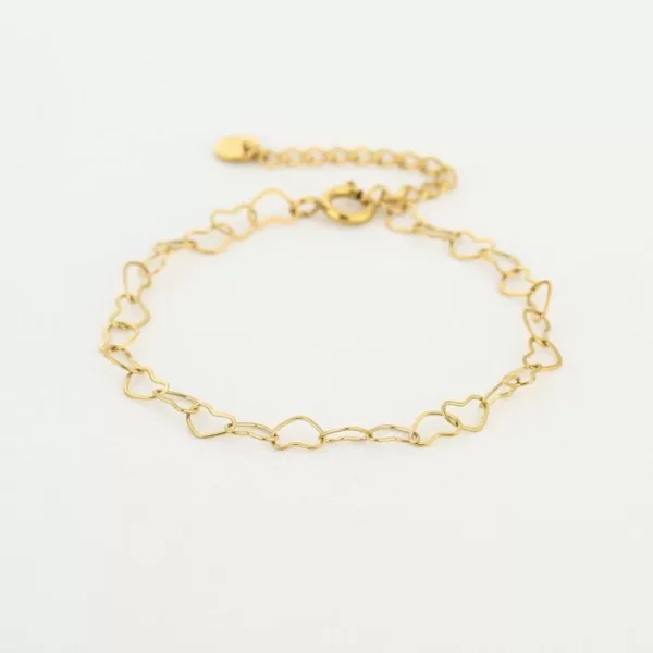 Hartjes schakel armband goud