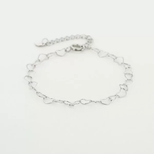 Hartjes schakel armband zilver