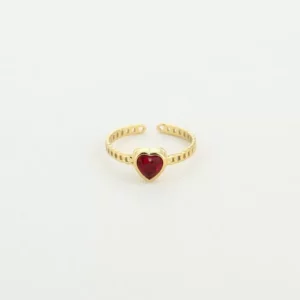 Gouden ring met rood hartje