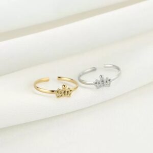 Minimalistische ring met kroon goud en zilver